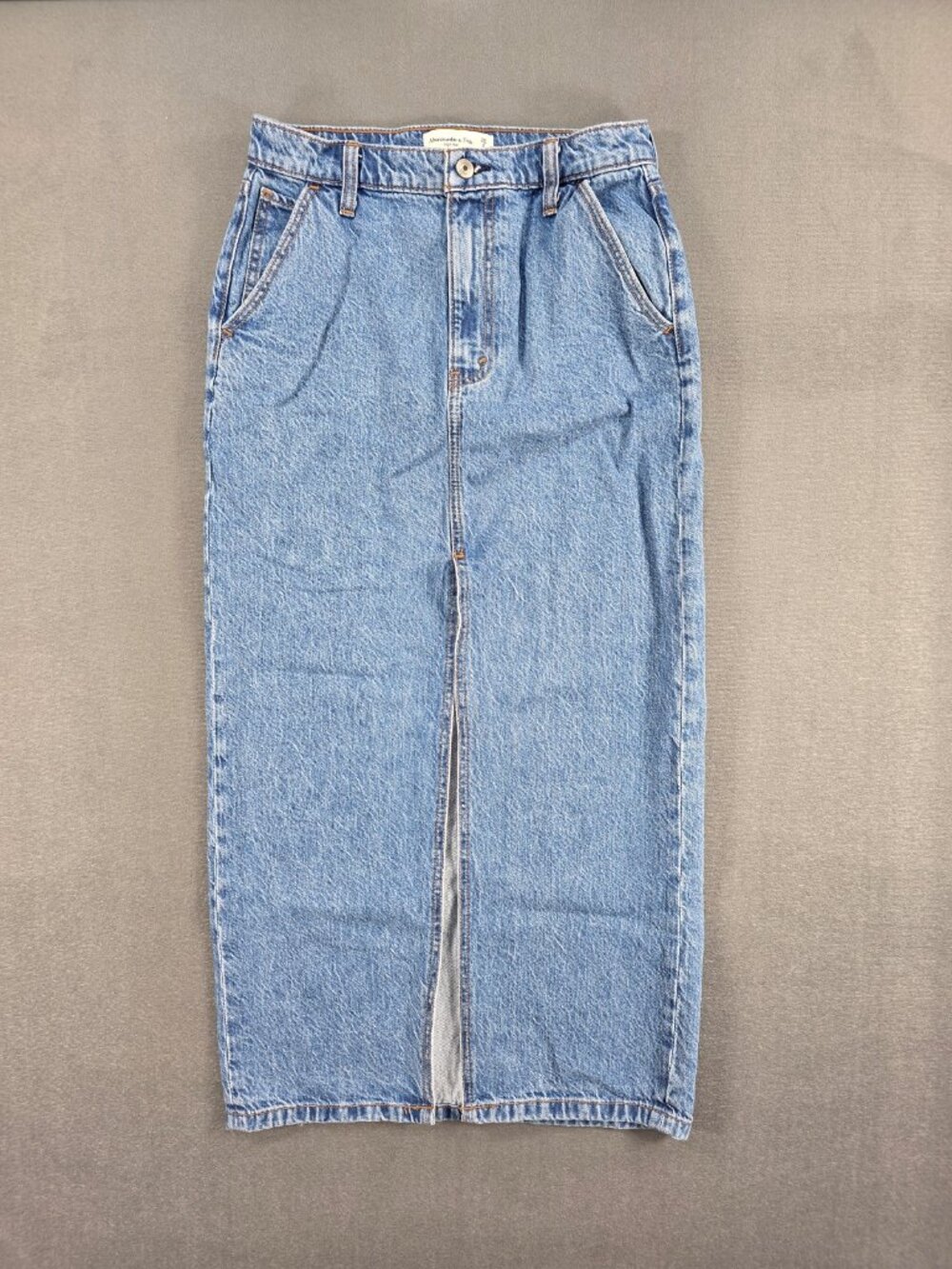 Abercrombie & Fitch Denim Midi Skirt Size 26 2 Front Slit